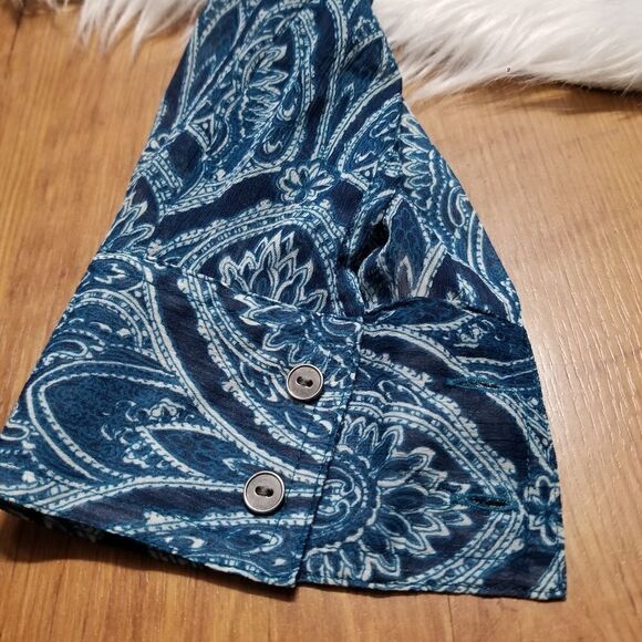 Lucky brand teal swirl design longsleeve blouse - Picture 3 of 5